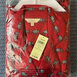 LEVERET NWT XX-L Women Flannel Red/Grey Elephant Pattern Pajama, NEW IN PKG